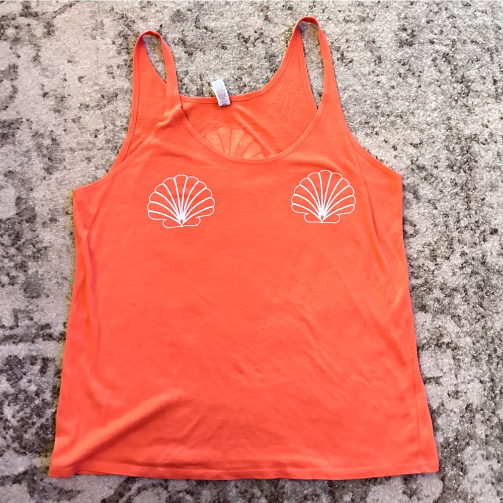 Orange Tank Top with Shell Design